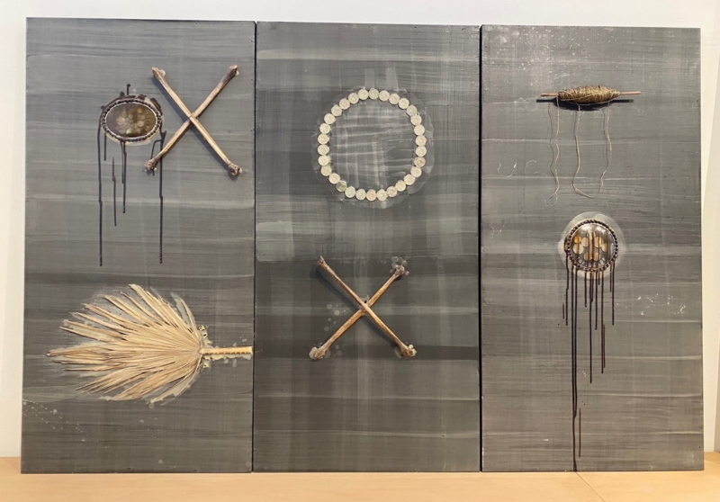 Gary Llamido-Babel Triptich-Mixed Media -48 x 72 x 4